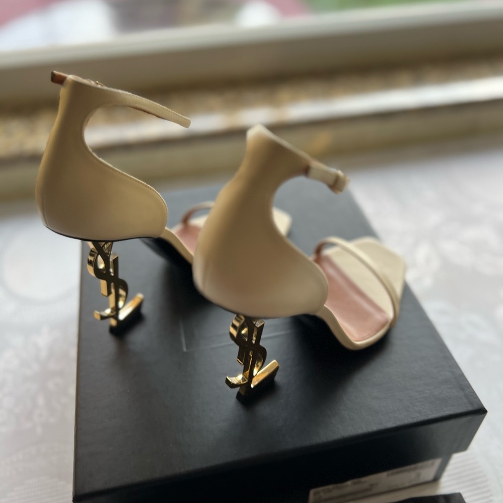 Saint Laurent Beige Ankle Strap Heels, NWB - Picture 1 of 16